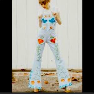 Fillyboo Strange Magic Boho Embroidered Overalls NWOT